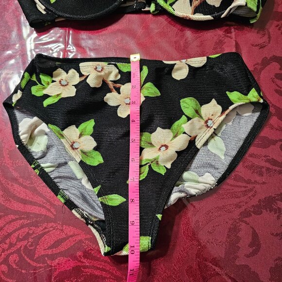 VTG NWOT Jones New York Floral High-Waisted Bikini Top Sz 12 Bottom Sz 10 READ - Picture 6 of 11